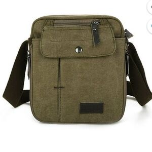 Olive Green Canvas Men’s Crossbody Chest Bag